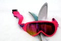 Pink Ski Goggles in Snow Royalty Free Stock Photo