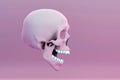 pink skull with open jaw in surprise