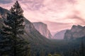 A pink sky above Yosemite national park Royalty Free Stock Photo