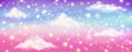 Pink sky background with clouds and stars. Pastel color abstract dreaming illustration. Magic heaven wallpaper. Cute