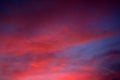 Pink sky clouds at sunset. Colorful sky background. Clouds pattern texture backgrounds. Blue sky and red clouds. Royalty Free Stock Photo