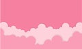 Pink Sky with Clouds. valentines Cartoon Background. Bright Illustration for Design