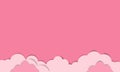 Pink Sky with Clouds. valentines Cartoon Background. Bright Illustration for Design