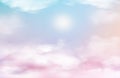 Pink sky heaven with clouds, baby background