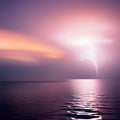 Pink Sky with Lightning Strike