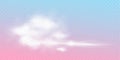 Pink sky pastel vector cloud. Realistic transparent heaven dream sky. Cloudy fluffy magic sunset illustration