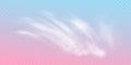 Pink sky pastel vector cloud. Realistic transparent heaven dream sky. Cloudy fluffy magic sunset illustration