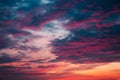 Pink sky with purple clouds during sunset Royalty Free Stock Photo