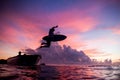 Pink Sky Surfer at Sunrise Royalty Free Stock Photo