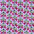 Pink and skyblue floral vines pattern