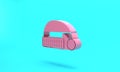 Pink Sleeping hat icon isolated on turquoise blue background. Cap for sleep. Minimalism concept. 3D render illustration