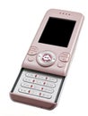 Pink Slider Cell Phone bottom angle perspective Royalty Free Stock Photo