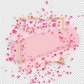 Pink small hearts on transparent background. Banner for Valentines day, wedding, love greeting card