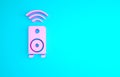 Pink Smart stereo speaker system icon isolated on blue background. Sound system speakers. Internet of things concept Royalty Free Stock Photo