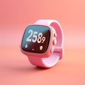 Pink smart watch device. 3d illustration by generative Ai