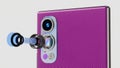 Pink Smartphone with Dual Camera and Optic Elements and Sensor, Exploded View, 3D Rendering