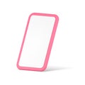 Pink smartphone empty screen internet advertising isometric gadget realistic 3d icon vector