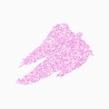 Pink smear lipstick gloss splash on white background. Glitter paint stroke. Abstract shiny diamond template for cute