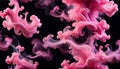 pink smoke abstact art isolated black background.