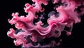 pink smoke abstact art isolated black background.