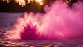 Pink Smoke Cloud Exploding in the Snow Royalty Free Stock Photo