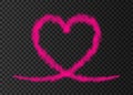 Pink smoke plane heart trail isolated on transparent background