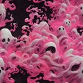 Pink Smoky Ghost Halloween Smoke Seamless Pattern Colorful Digital Background Artwork Design - ai generated