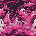 Pink Smoky Ghost Halloween Smoke Seamless Pattern Colorful Digital Background Artwork Design - ai generated