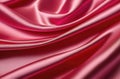Pink Smooth Silk Fabric or Satin with Pleats and Waves Creased Soft Drapery Material