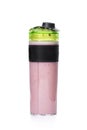 Pink smoothie in a sports bottle