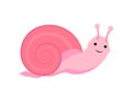 Pink snail icon, flat, cartoon style. Isolated on white background. Vector illustration.