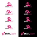 Pink Snail line logo vector on white and black background