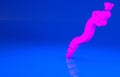 Pink Snake icon isolated on blue background. Minimalism concept. 3d illustration. 3D render