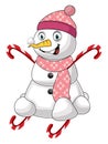 Pink snowman illustration vector