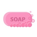 Pink soap with bubble in flat style for your design on white, stock vector illustration Royalty Free Stock Photo