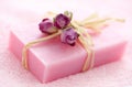 Pink soap with dried roses Royalty Free Stock Photo