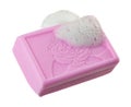 Pink soap on a white background Royalty Free Stock Photo