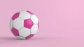 Pink soccer plastic leather metal fabric ball isolated on black background. Football 3d render illlustration Royalty Free Stock Photo