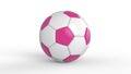 Pink soccer plastic leather metal fabric ball isolated on black background. Football 3d render illlustration Royalty Free Stock Photo