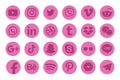 Pink social media icons logos. Vector illustration