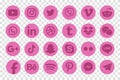 Pink social media icons logos. Vector illustration