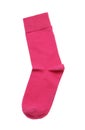 Pink sock isolated on white, top view Royalty Free Stock Photo