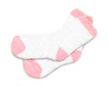 Pink Socks on white background. Winter sock made from soft fabric. Royalty Free Stock Photo