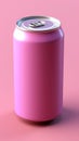 A pink soda can on a pink background. AI