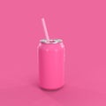 Pink soda can Mockup minimal concept