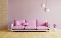Pink sofa in room mock up