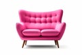 Pink sofa on white. Generative AI Royalty Free Stock Photo