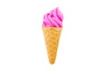 Pink soft serve ice cream isolated on white background with clipping path Royalty Free Stock Photo