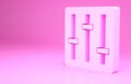 Pink Sound mixer controller icon isolated on pink background. Dj equipment slider buttons. Mixing console. Minimalism