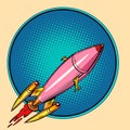 pink space rocket, science fiction. Interplanetary transport. Start